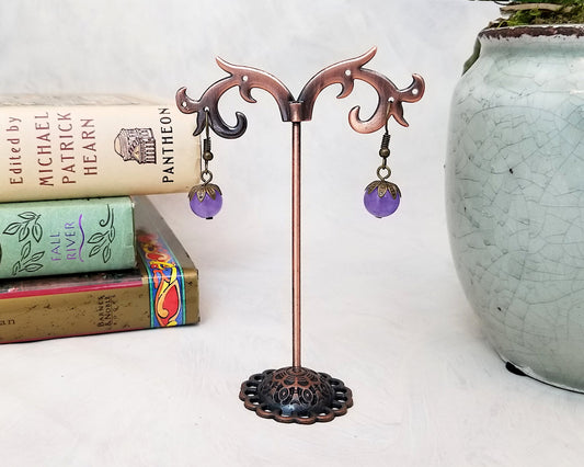 Elegant Earrings in Purple, Wedding, Bridesmaid, Art Nouveau, Belle Époque, Renaissance, Garden, Choice of Metals and Closure Types